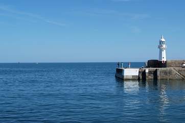 Fishing from the end of the harbour wall.