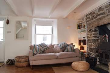 The large comfy sofa has plenty of room for two!