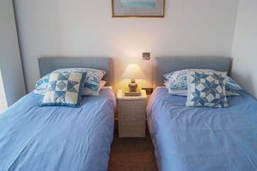 The beds in Bedroom 2 can be made up as 3' twins (shown here) or as a 6' super-king size double.