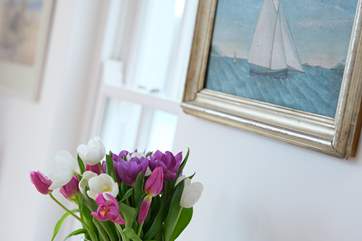 The artwork reflects the waterside location.