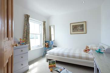 Bedroom 3 has a single bed and as with the other two bedrooms, lovely views over the creek.