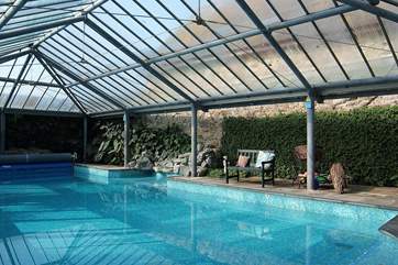 The indoor swimming pool is 11 metres long by 5 metres wide - there is also a shallow paddling-area for toddlers.