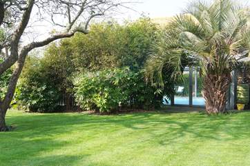 The garden and the pool-house.