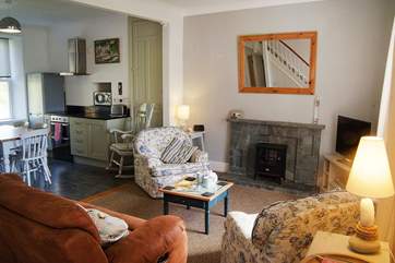 The light, comfortable open plan living-room.