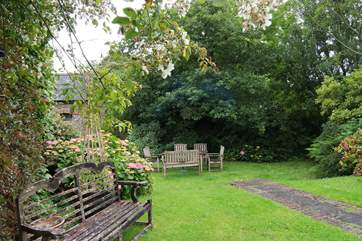 The pretty garden gets the sun for much of the day.