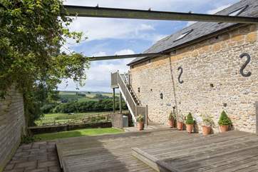 There is a lovely decking-area at the foot of the steps leading to Lottie's Loft.
