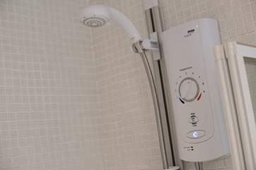 The shower has instant hot water.