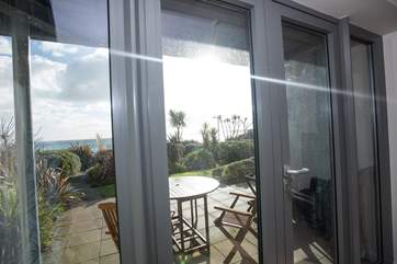 The patio faces the sea.