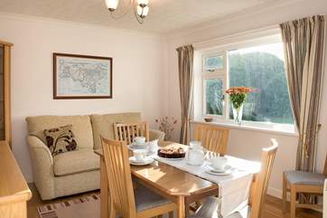 The dining room overlooks the garden