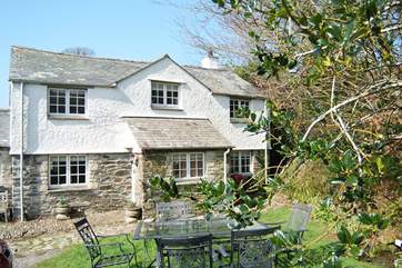 The pretty garden area bordering the stream.