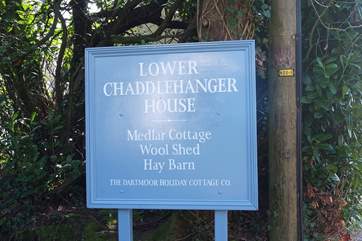 The large sign welcoming guests to Lower Chaddlehanger.