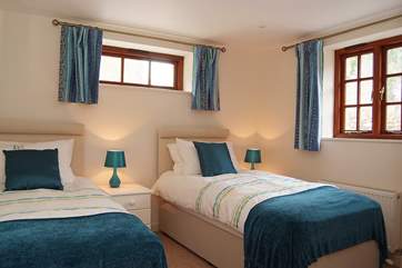 Bedroom 2 made up as 3' single beds.