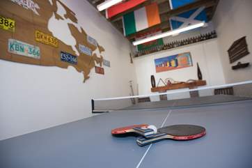Flags from all nations adorn the ceiling.