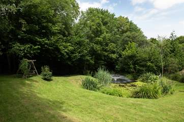 There are extensive grounds here - tucked away out of sight is this lovely lawned area with a wildlife pond.