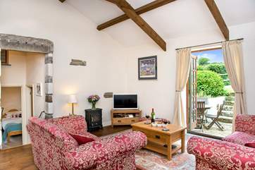 From the living area you enjoy views out to the garden.