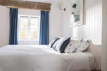 The ground floor bedroom made up as a 6' double bed.