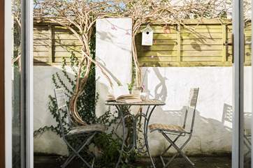 Morning sun in the private courtyard off Bedroom 1.