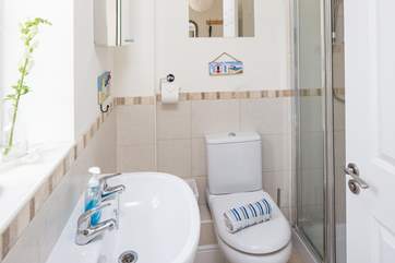 The shower room is bright and cheerful.