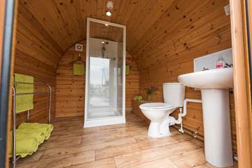 Next door to the Living Pod is the Utilities Pod with your en suite shower-room.