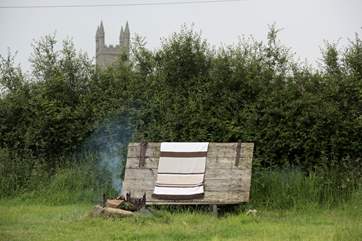 There is a small fire pit area in the meadow that you are welcome to use.