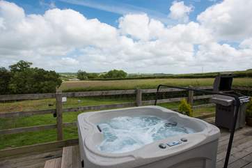 Take some time out in the bubbling hot tub.
