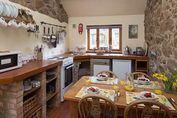 Breakfast in the kitchen/dining-room.