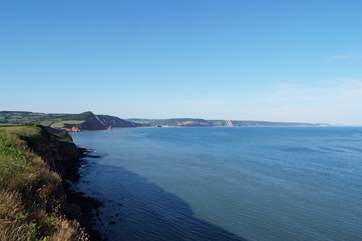 This is a view along the east Devon Jurassic Coast - stunning views and a string of lovely coastal towns and villages.