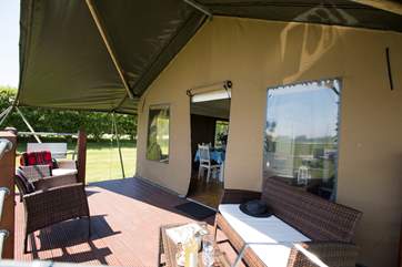 Enjoy a glass of wine or two on the deck.