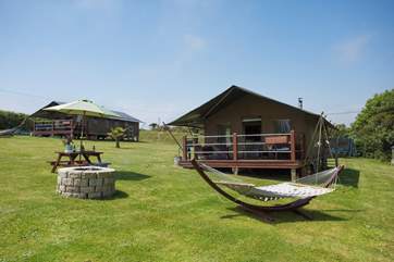 Buttercup's picnic bench is a great place to enjoy a sunny morning breakfast.