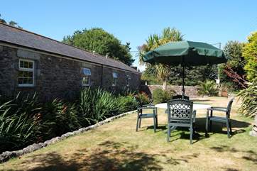 This is a view from the bridge which leads from the sitting-room to the garden.