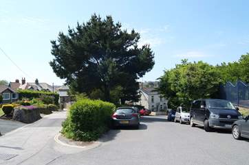 The view to the cottage (centre, right) from the train station carpark.