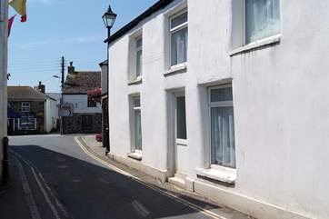 The view along the street as you walk back from the shop towards the cottage.