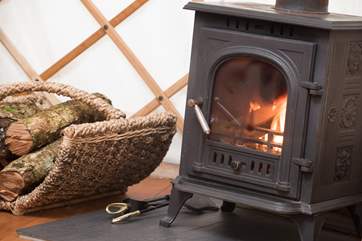 The wood-burner will keep you toasty on cooler days (logs are provided).