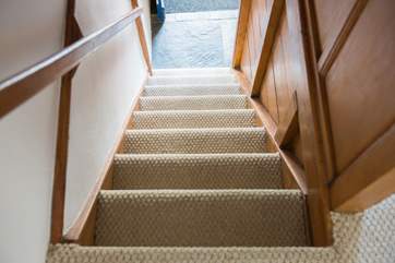 The tradionally steep cottage stairs - mind your head on the way down!