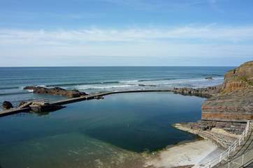 The open-air salt-water tidal pool on one of the beaches at Bude - great for the children in the summer.