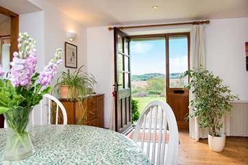 At mealtimes you can enjoy the view over open countryside.