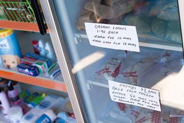 The honesty-shop is complete with fridge and freezer section.