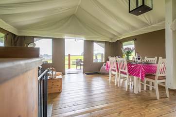 The spacious open plan living-area.
