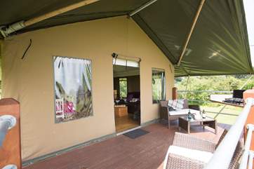 A few steps lead up to your lovely decked area.