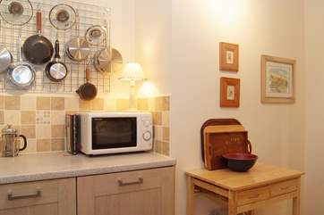 Even the kitchen has artwork on the walls.