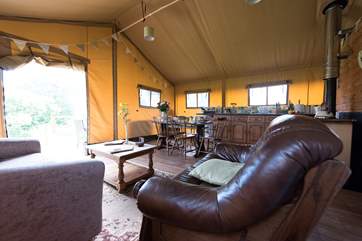 There's a kitchen-area, dining-area and sitting-area too.