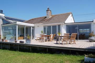The south-facing decked terrace.