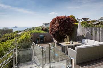 What a fabulous view from the decked patio, straight out to sea.