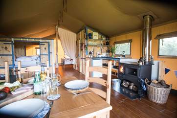 Spacious and comfortable, Honeysuckle has everything you will need for your glamping holiday.