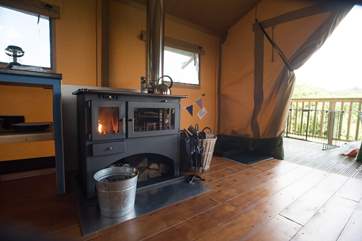The log-fired range will keep you warm on those not so sunny days.