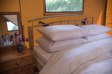 Proper beds in a tent!