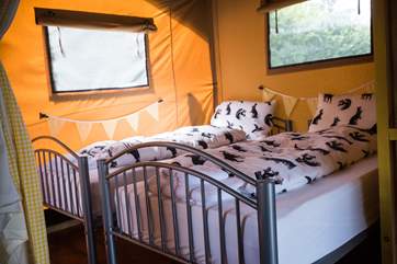 The cosy twin beds.