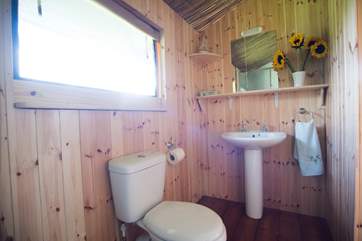 The spacious shower-room has a WC and wash-basin too.
