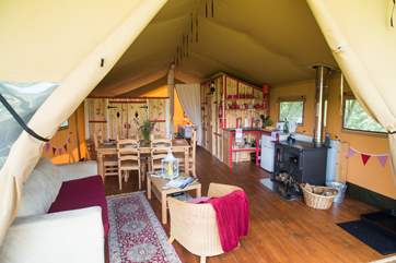 The spacious open plan living area.