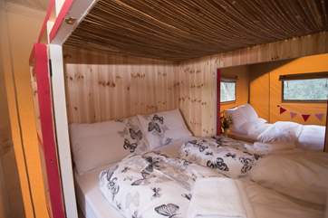Looking through the double den bed.